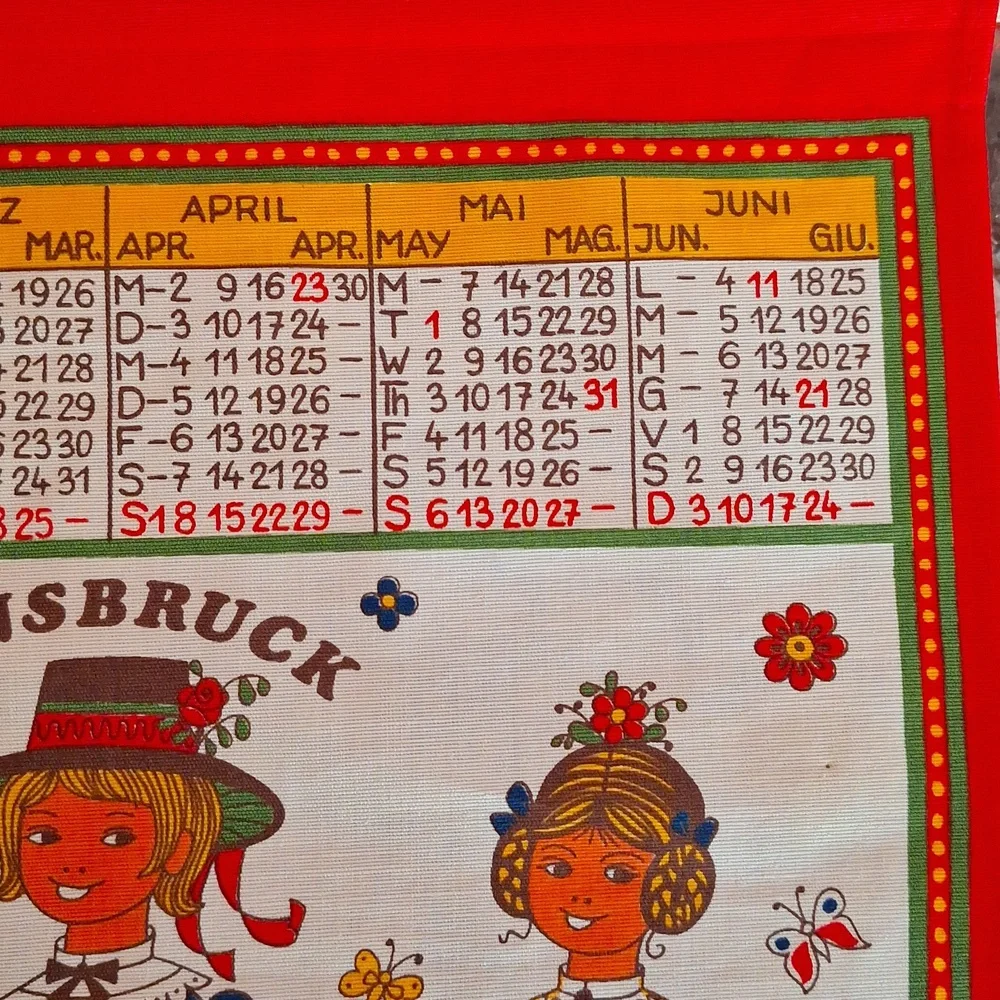 📅 1982 Innsbruck cotton wall calendar